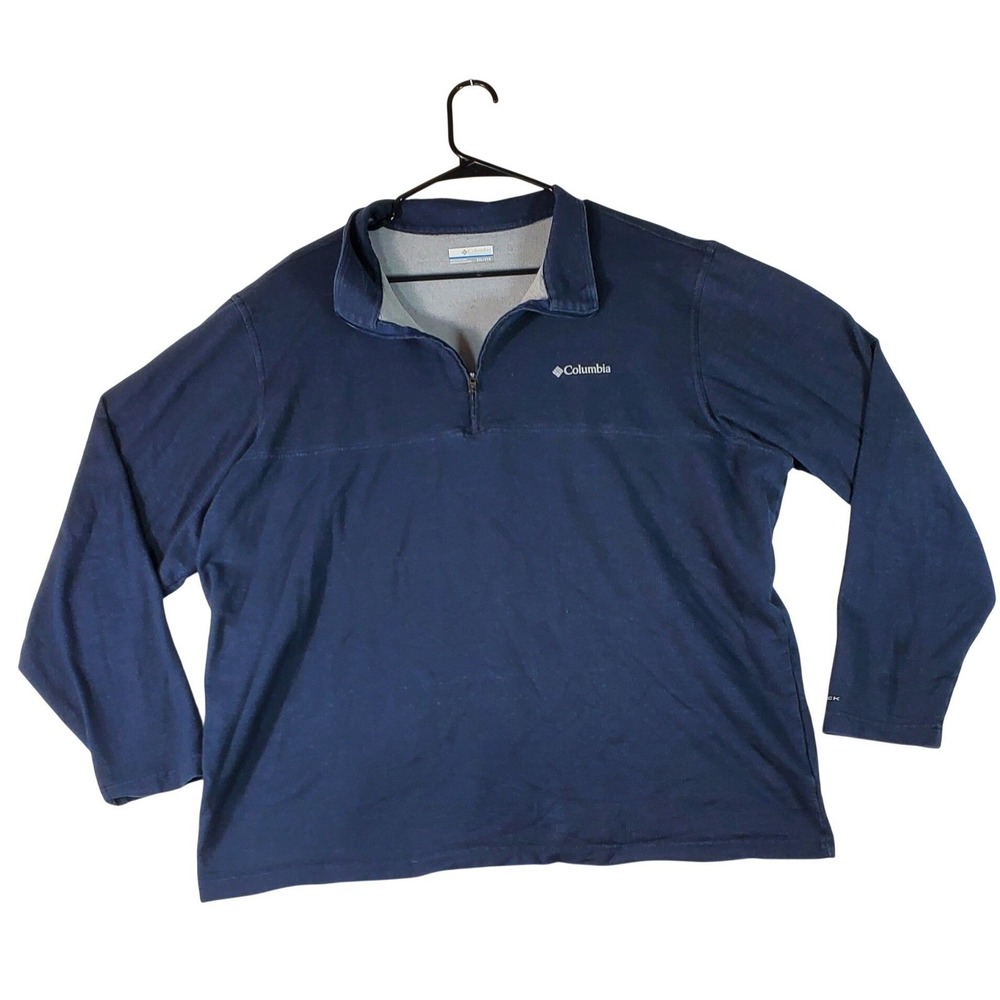 Columbia Mens XXL 2TG Navy Blue Omni Wick Quarter Zip Long‎ Sleeve Pullover